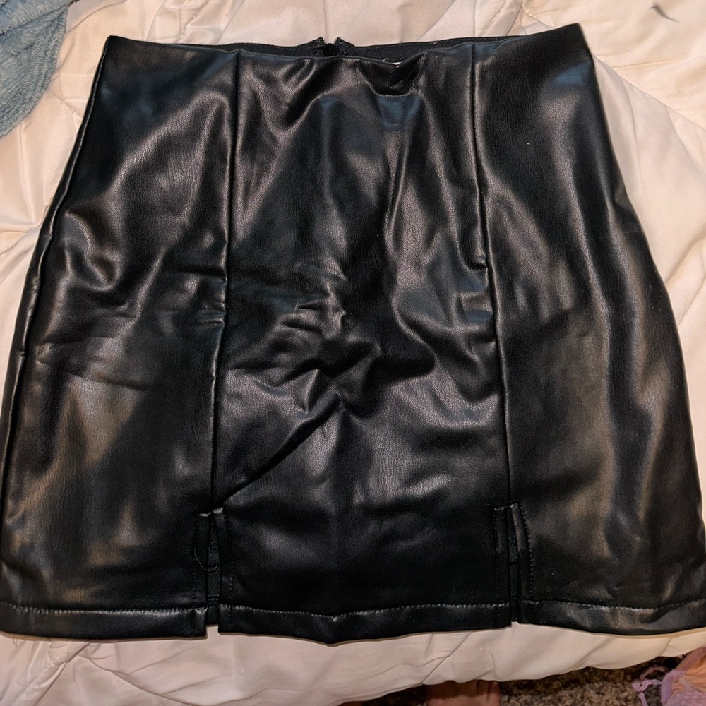 Black leather skirt